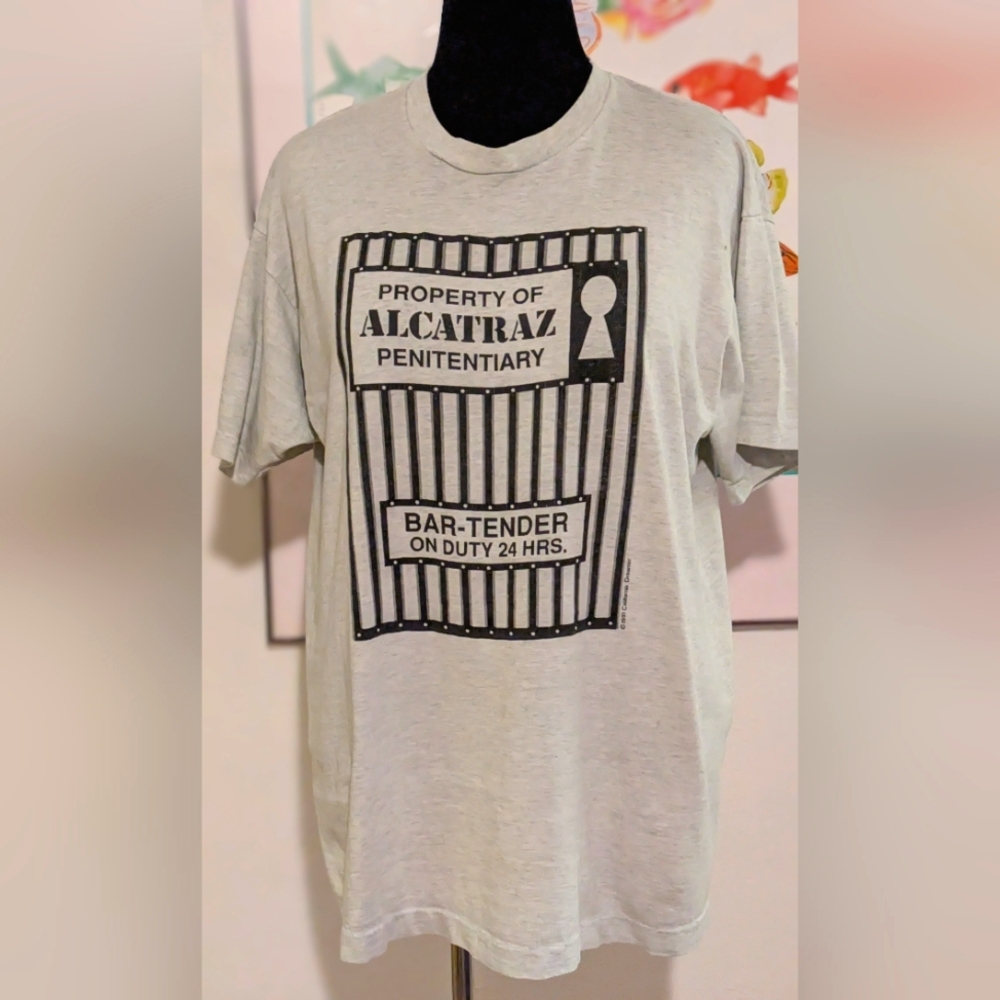 Alcatraz Bartender Gray 1991 Vintage T-Shirt XL